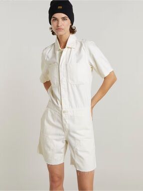 G-Star Raw White Short Sleeve Painter Overall Romper NWT XS oversized